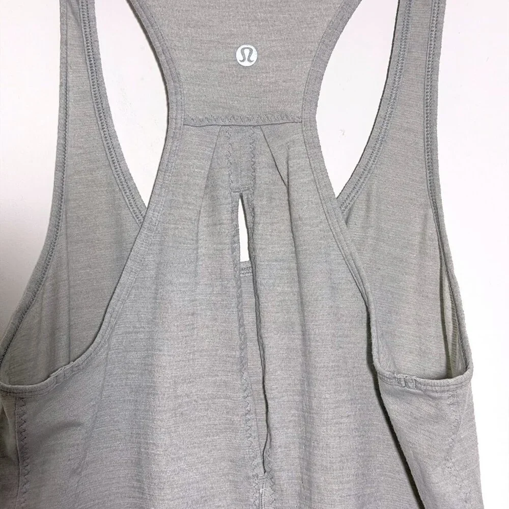 RARE Lululemon Open Tie Back Tank Top Light Gray 6